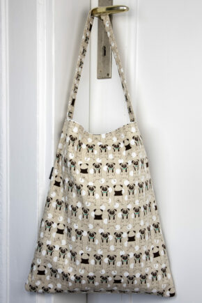 Stofftasche Mopshund beige
