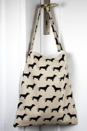 Stofftasche Dackel schwarz beige