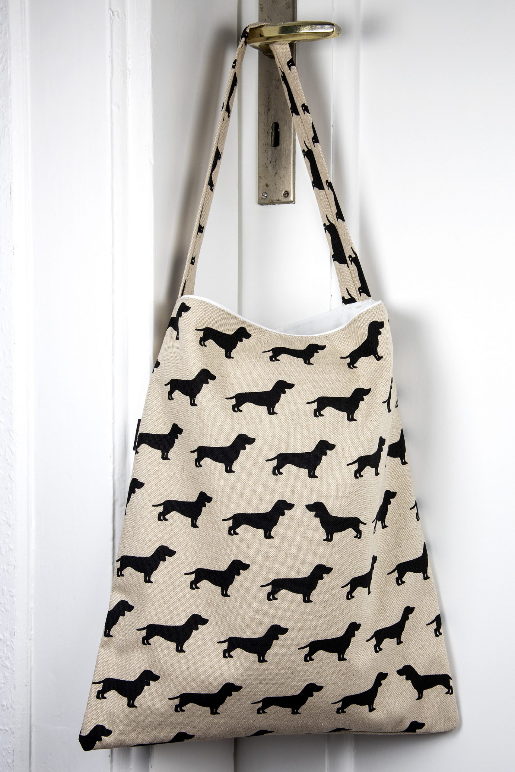 Stofftasche Dackel schwarz beige