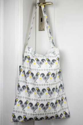 Stofftasche Hähne grau