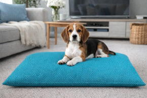 Hundekissen comfort line "Mein Lieblingsplatz" - Punkte petrol