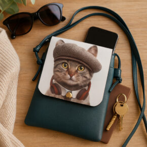 Handytasche Katze blau grün