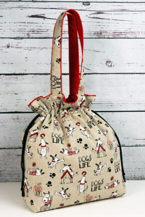 🧵 Handgemachte Handtasche Dogs Life - Innenfutter Punkte rot