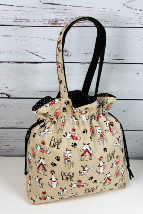 🧵 Handgemachte Handtasche Dogs Life - Innenfutter Punkte schwarz