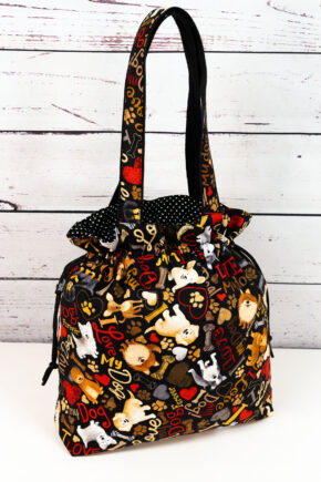 🧵 Handgemachte Handtasche I love my dog - Innenfutter Punkte schwarz