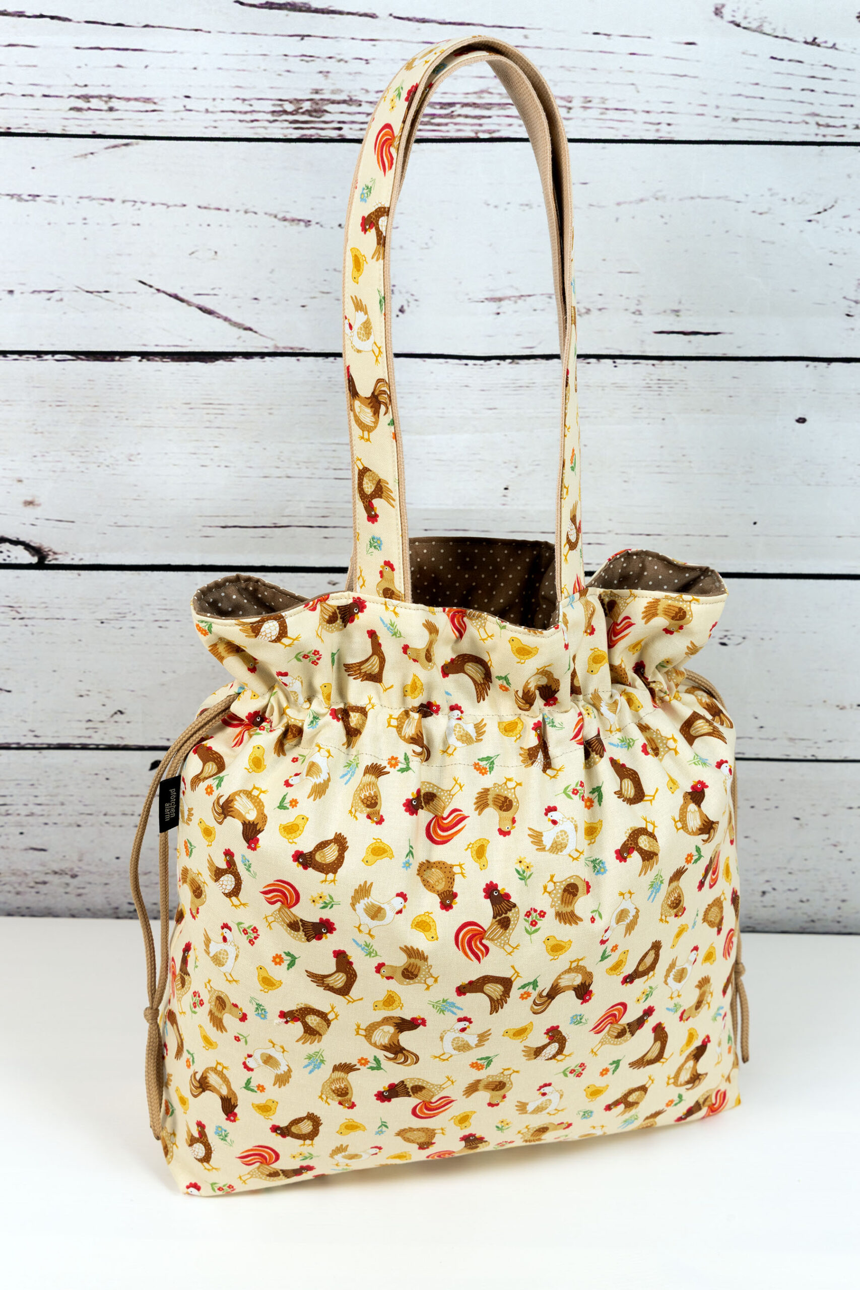 🧵 Handgemachte Handtasche Ostern 12 - Innenfutter Punkte braun