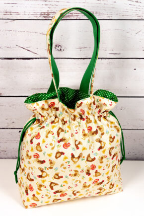 🧵 Handgemachte Handtasche Ostern 12 - Innenfutter Punkte grün