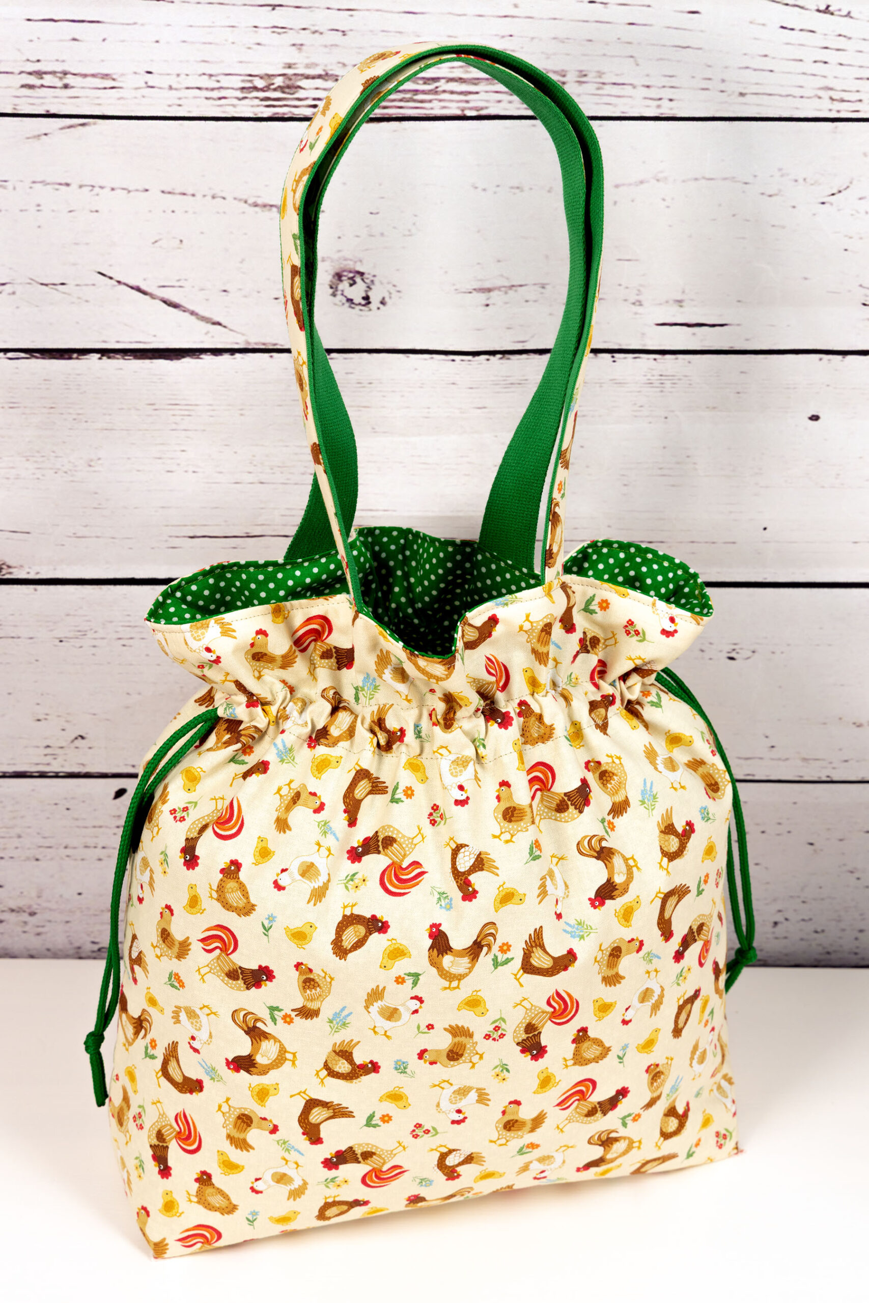 🧵 Handgemachte Handtasche Ostern 12 - Innenfutter Punkte grün