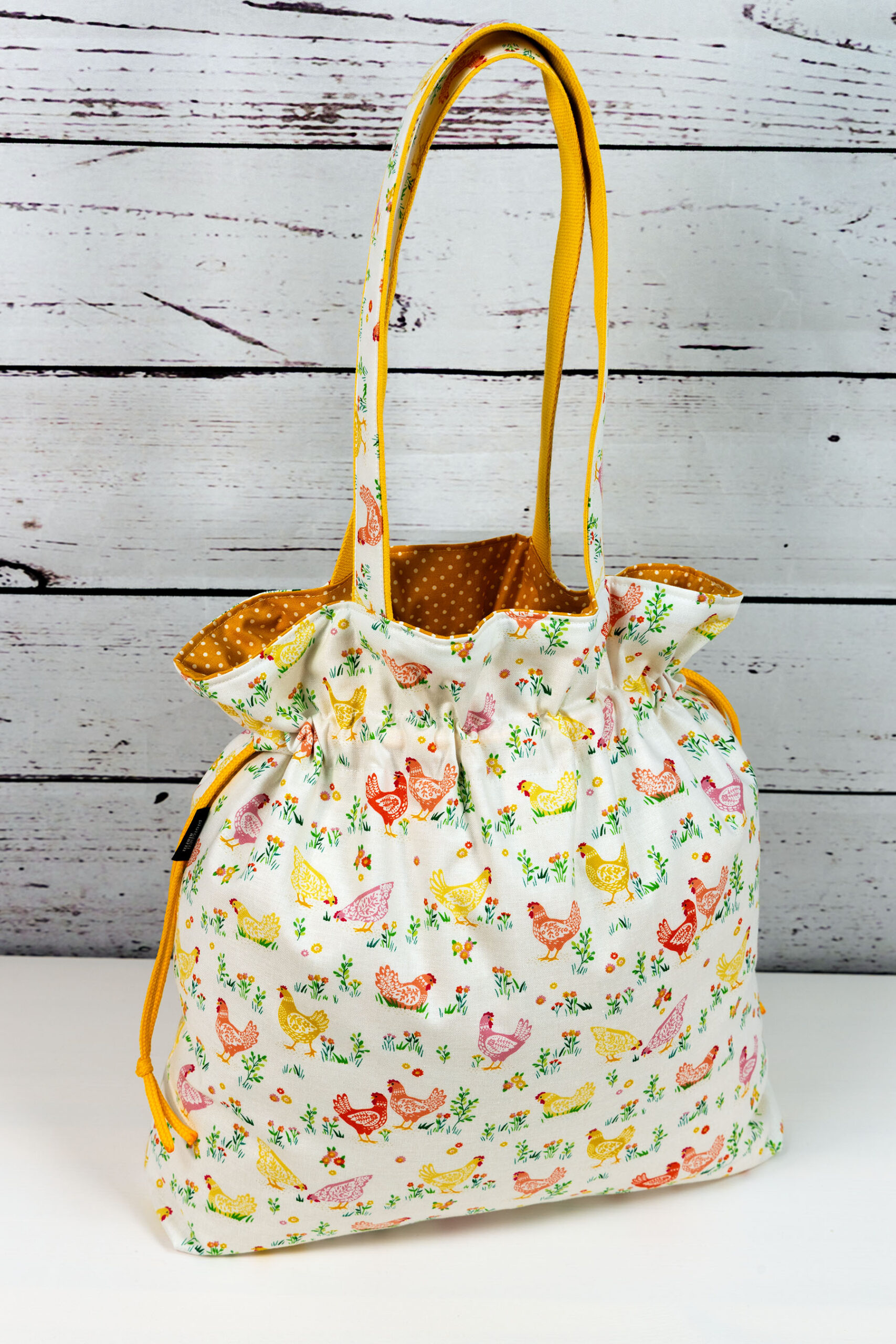 🧵 Handgemachte Handtasche Ostern 13 - Innenfutter Punkte gelb