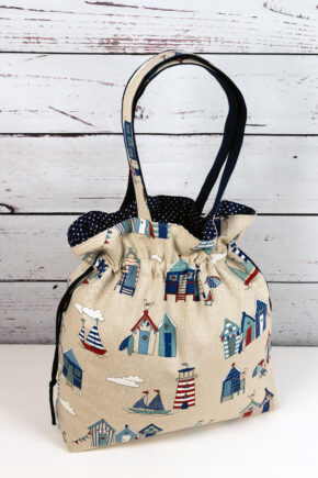 🧵 Handgemachte Handtasche Nordsee 9 - Innenfutter Punkte dunkelblau