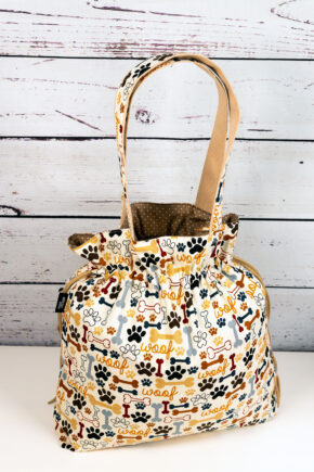 🧵 Handgemachte Handtasche Pfötchen 31 - Innenfutter Punkte beige