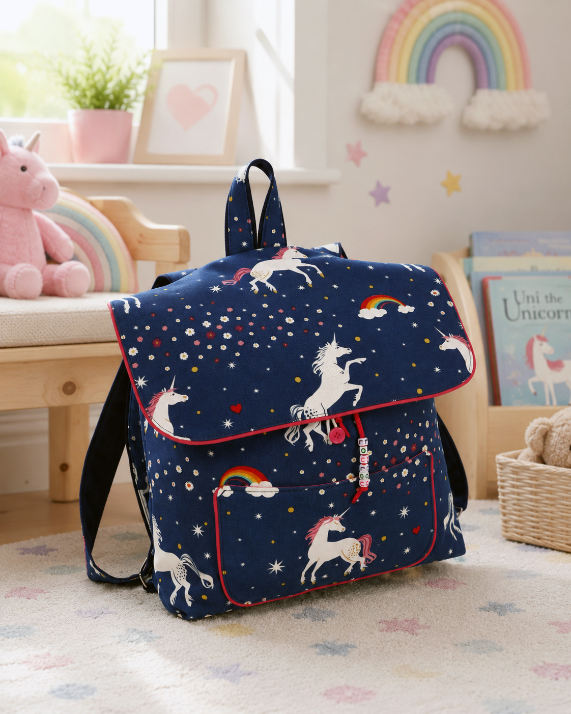 🧵 Handgemachter Rucksack - Einhörner