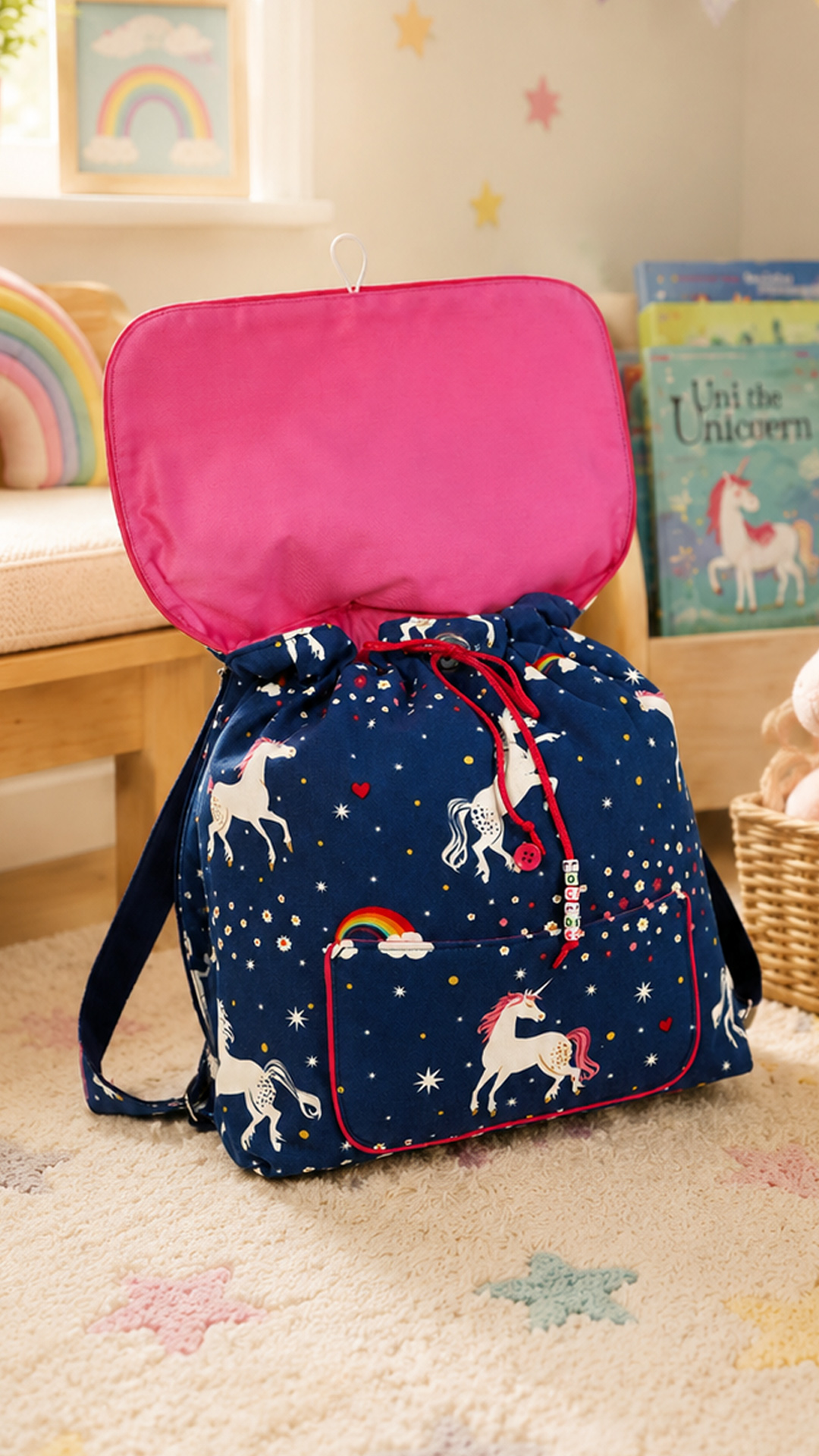 🧵 Handgemachter Rucksack - Einhörner – Bild 2
