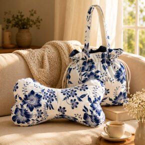 Set Handtasche & Leseknochen - Blumen weiß