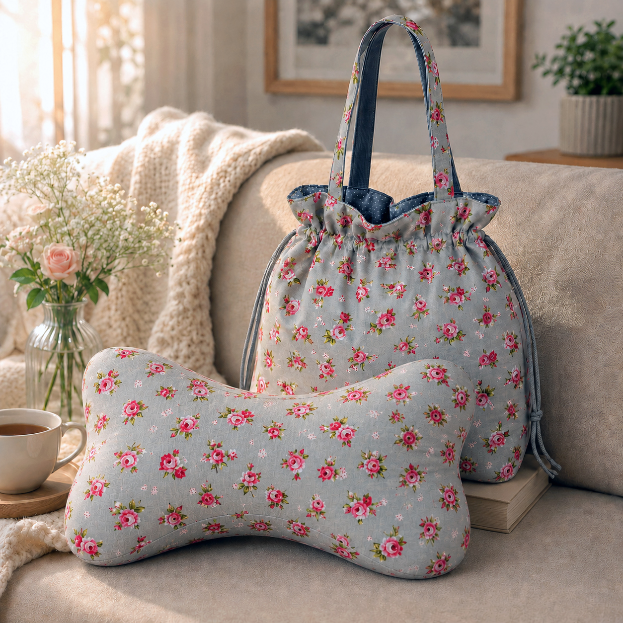 Set Handtasche & Leseknochen - Rosen 2